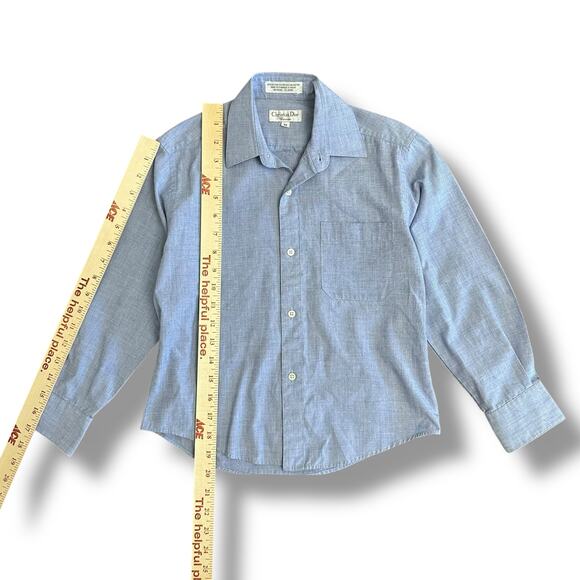Vintage‎ Christian Dior Chemise Kids Shirt Size 10 Blue Button Up Macau Made - Picture 4 of 5